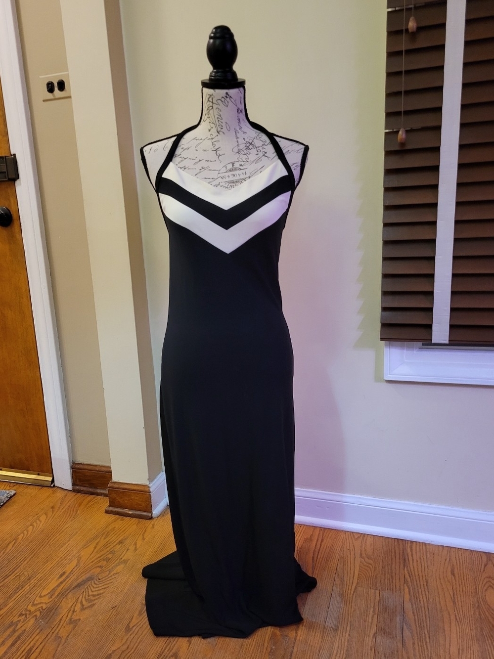Ralph Lauren SP Romance Color Block Maxi Dress Black & Ivory Medium NWT